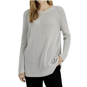 Eileen Fisher Womens Organic Cotton Crew Neck Sweater Tunic in Slate Grey